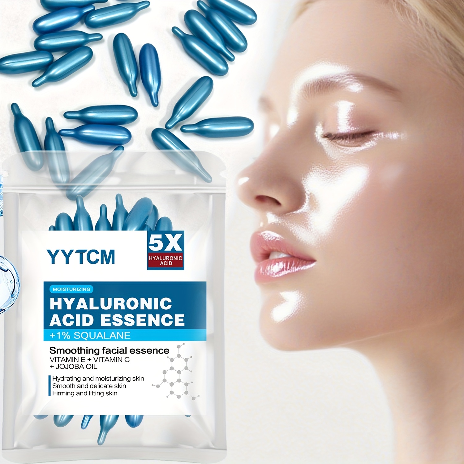 Luxury Skincare Brands - ヒアルロン酸ディープモイスチャライジングカプセルエッセンス、ディープモイスチャライジング＆ブライトニングスキンエッセンス（0.4g X 30カプセル）/袋 - 1 B