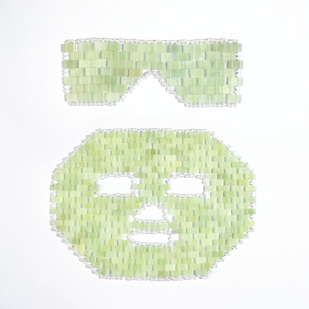 手編みのシュー翡翠アイマスク。天然石を使用し、冷感と爽快感で - Luxury Skincare Tools のレビューと価格
